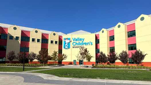 Exterior photo of the south face of Valley Children