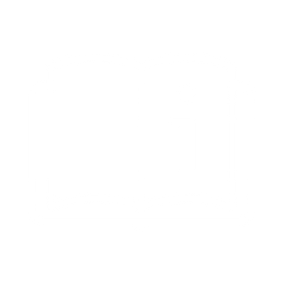 White outline of a book with an I for information